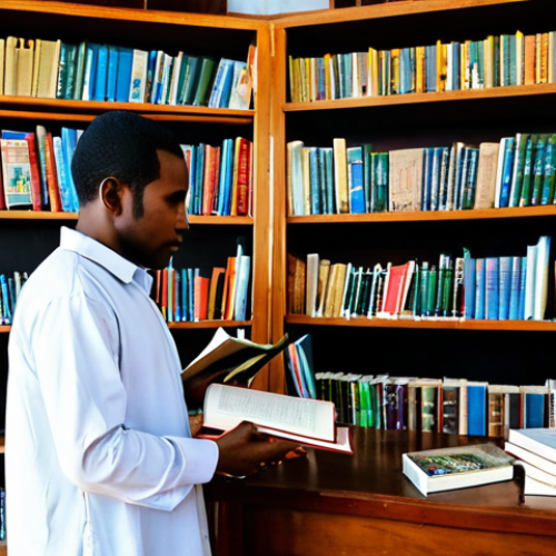 Home 6 **
"A brightly lit library interior on the Comoros Islands. A librarian, fully clothed in modest, professional attire, is helping a young student (fully clothed) select a book. Shelves are filled with books, some in local languages. Warm, inviting atmosphere. Safe for work, appropriate content, perfect anatomy, natural pose, high quality photography, family-friendly, professional."
**