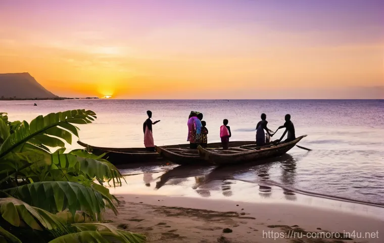 코모로 인종과 민족성 분석 - **A grand "Anda ya Mna" (Great Wedding) celebration taking place in a Comorian village. The scene is...