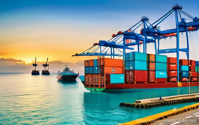 코모로 도시 재개발 프로젝트 - **Prompt 1: Port Modernization and Economic Vitality**
"A wide-angle, vibrant image capturing th...