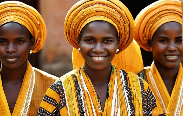 코모로 무슬림 문화와 예절 - **Prompt 1: Comorian Women with Traditional Msidzanou Paste**
"A serene and elegant Comorian wom...